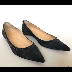Christian Louboutin Grey Pointed Studded Flats